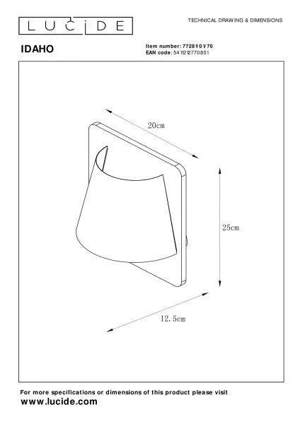 Lucide IDAHO - Wall light - 1xE14 - Natural - technical